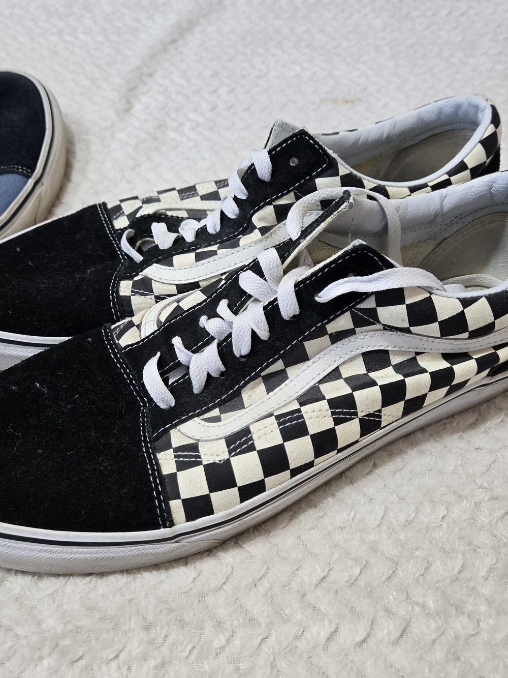 Vans OLD SKOOL Navy & Checkered W/ Black Suede Mens Size 14 Bundle 2 Pairs - Picture 7 of 11